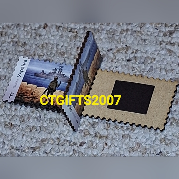 GENUINE Wooden Ukraine Stamp F Refrig. Magnet Russian Warship, Go F *** Y… - Picture 7 of 10